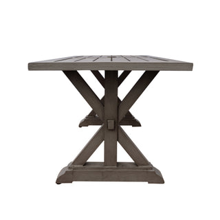 Outdoor Aluminum Dining Table – Modern Dark Gray Slatted Top, Sleek & Weather-Resistant
