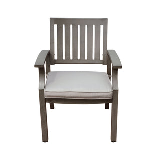 Modern Aluminum Gray Outdoor Dining Chairs with Cushions (Set of 2)