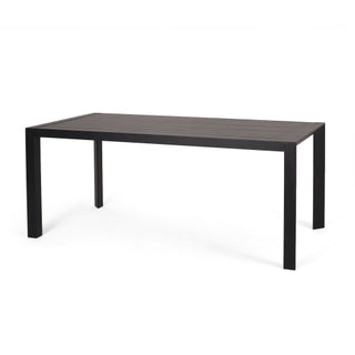 7-Piece Outdoor Modern Black Metal Table & Stackable Chairs - Polypropylene