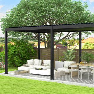 10x13FT / 10x19FT Louvered Pergola with Aluminum Frame and Adjustable Steel or Aluminum Louvers