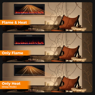 Electric Fireplace 40/50/60 Inches Recessed and Wall Mounted for 2 x 6 Ft Stud