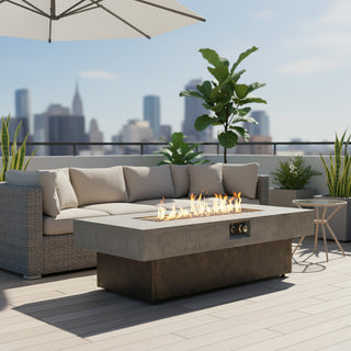 Tabletop Propane Fire Pits, 55 x 23 in, 50,000 BTU outdoor firepit table, Suitable for Outdoor, Patio, Balcony, three height options