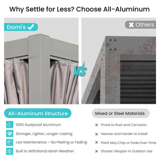 10x12/10x10 FT Outdoor Louvered Pergola with Adjustable Louvers-Brown/Gray/White