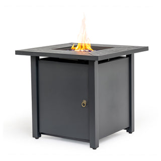 30" Propane Gas Fire Pit Table, 50000 BTU Square Steel Fire Pit for Outside Patio Deck Garden Backyard-Black
