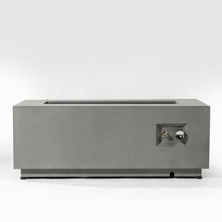 42" Propane Gas Fire Pit Table 2-Pieces, 50000 BTU Rectangular Steel Fire Pit with Glass Wind Guard for Outside Patio Deck Garden Courtyard -Light Gray