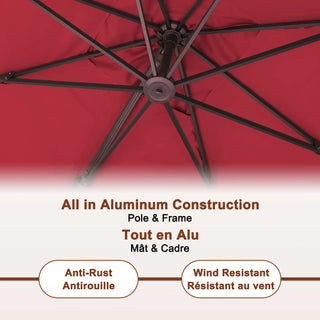 Square Cantilever Patio Umbrella with 90° Tilt, Optional LED/Bluetooth, 4 Colors