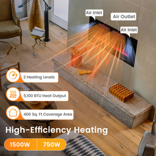 42/60/72 Inch Ultra-Thin Electric Fireplace with Decorative Crystals