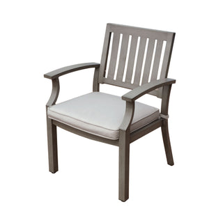 Modern Aluminum Gray Outdoor Dining Chairs with Cushions (Set of 2)