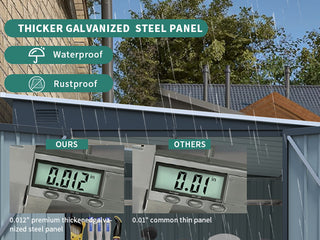 6x8FT Galvanized Steel Outdoor Storage Shed with Lockable Double Doors, Metal Lean to Shed with Free PC Light Board for Tools, Bikes & Patio Essential