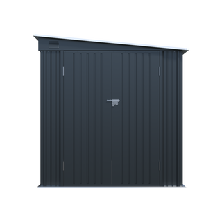 6x8FT Galvanized Steel Outdoor Storage Shed with Lockable Double Doors, Metal Lean to Shed with Free PC Light Board for Tools, Bikes & Patio Essential