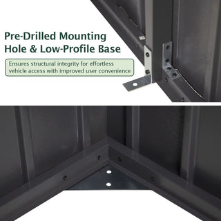 Outdoor Metal Garage Shed, Extra Large Metal Carport with Lockable Double Hinged Doors, Heavy Duty Car Shelter for Car, Truck, Motorcycle and Lawn Equipment, Grey