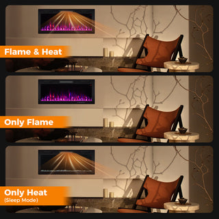 Electric Fireplace 40/50/60 Inches Recessed and Wall Mounted for 2 x 6 Ft Stud