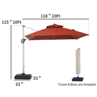 Square Cantilever Patio Umbrella with 5 Adjustable Angles