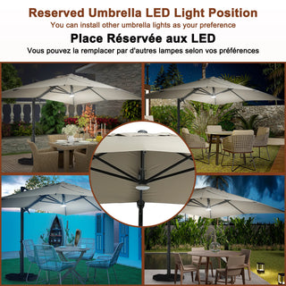 Square Cantilever Patio Umbrella with 90° Tilt, Optional LED/Bluetooth, 4 Colors