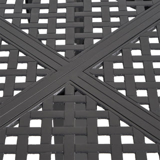 Modern Matte BlackOutdoor Aluminum Dining Table with Woven Accents, Durable & Weather-Resistant