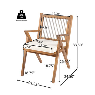 7-Piece Expandable Outdoor Dining Set – Acacia Wood Table & Rope Back Chairs