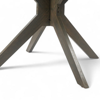 Gray Round Acacia Wood Dining Outdoor Patio Table with X-Base