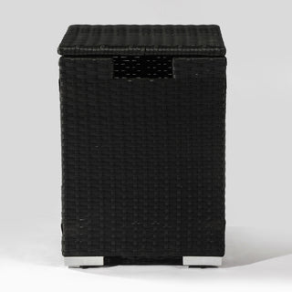 32" Propane Gas Fire Pit Table with Propane Tank Cover 2-Pieces, 50000 BTU Rectangular Steel Fire Pit with Beautiful Wicker Base for Outside Garden-Beige/Dark Gray