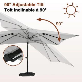 Square Cantilever Patio Umbrella with 90° Tilt, Optional LED/Bluetooth, 4 Colors