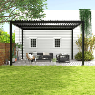10x13FT / 10x19FT Louvered Pergola with Aluminum Frame and Adjustable Steel or Aluminum Louvers