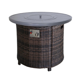 25 H x 32 W Aluminum Outdoor Fire Pit Table Set with Lid – Rust-Resistant Powder-Coated Frame, Perfect for Patio, Deck & Backyard Heating