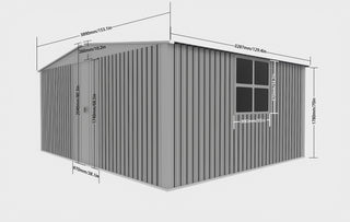 Mondawe 2-in-1 Metal Outdoor Storage Shed and Firewood Shed, Grey Dual-Use Design for Winter Use