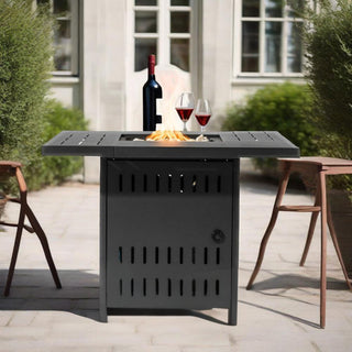 34" Propane Gas Fire Pit Table, 50000 BTU Rectangular Steel Fire Pit for Outside Patio Deck Garden Courtyard- Black