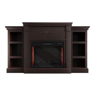 70.2 Inch W Brown/White MDF Wood TV Stand with Fan-forced Electric