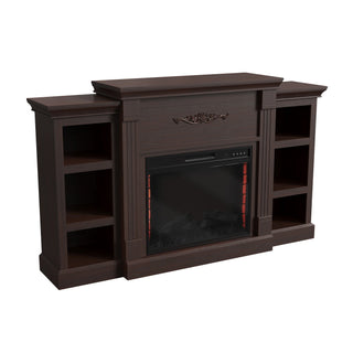 70.2 Inch W Brown/White MDF Wood TV Stand with Fan-forced Electric