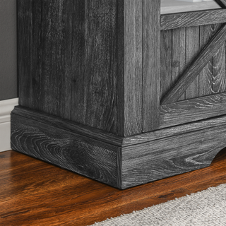 60 Inch Electric Fireplace Entertainment Center With Door Sensor-Dark Rustic Oak