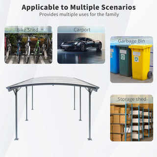 10x19 FT Modern Arch Aluminum Carport, Weather-Resistant Polycarbonate Roof Canopy for Driveway, Car, and Truck