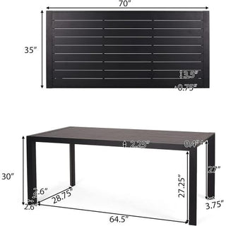 7-Piece Outdoor Modern Black Metal Table & Stackable Chairs - Polypropylene