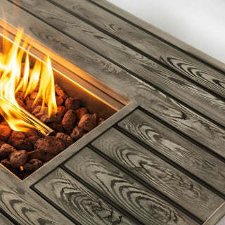 54" Propane Gas Fire Pit Table, 50000 BTU Rectangular Steel Fire Pit with Imitation Wood Grain Finish for Outside Patio Deck Garden Courtyard-Light Beige