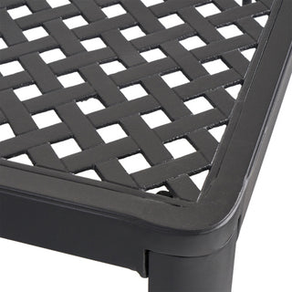 Modern Matte BlackOutdoor Aluminum Dining Table with Woven Accents, Durable & Weather-Resistant