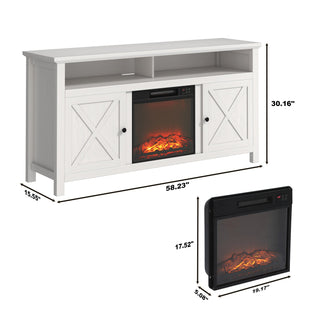 58.23 Inch W MDF TV Stand with Fan-forced Electric Fireplace
