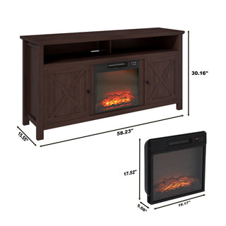 58.23 Inch W MDF TV Stand with Fan-forced Electric Fireplace