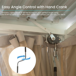 10x12/10x10 FT Outdoor Louvered Pergola with Adjustable Louvers-Brown/Gray/White