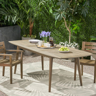 Outdoor Acacia Wood Expandable Dining Table – Brown Finish