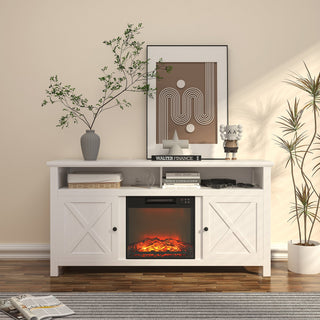 58.23 Inch W MDF TV Stand with Fan-forced Electric Fireplace