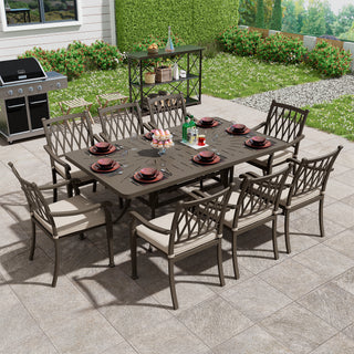 72x42 inch W Cast Aluminum Rectangular Outdoor Dining Table with Umbrella Hole