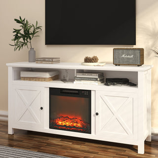 58.23 Inch W MDF TV Stand with Fan-forced Electric Fireplace