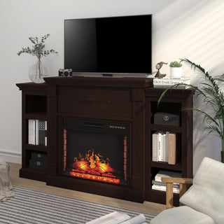 70.2 Inch W Brown/White MDF Wood TV Stand with Fan-forced Electric