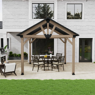 Cedarpinnacle Cedar Wood Gazebo with Steel Gable Hardtop for Patio & Backyard