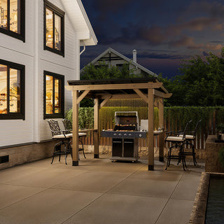 AeroEave Outdoor Cedar Wooden Hardtop Gazebo with Pitched Galvanized Steel Roof