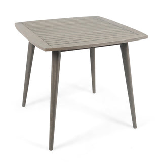 Outdoor Square Acacia Wood Patio Table – Gray/Wood-looking Finish with Straight Legs