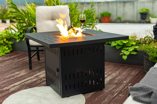34" Propane Gas Fire Pit Table, 50000 BTU Rectangular Steel Fire Pit for Outside Patio Deck Garden Courtyard- Black