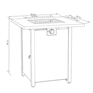 28" Propane Gas Fire Pit Table, 50000 BTU Square Steel Fire Pit for Outside Patio Deck Garden Courtyard -Black