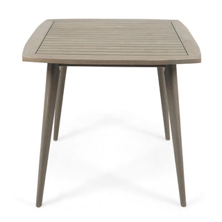 Outdoor Square Acacia Wood Patio Table – Gray/Wood-looking Finish with Straight Legs