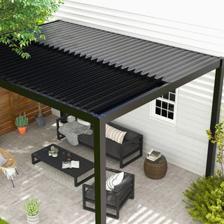10x13FT / 10x19FT Louvered Pergola with Aluminum Frame and Adjustable Steel or Aluminum Louvers