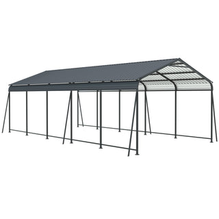 Heavy-Duty Metal Carport with Galvanized Steel Roof and Frame, All-Weather Outdoor Car Shelter Garage for Driveway, Cars, and Trucks